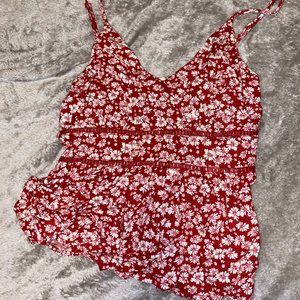 red floral tank